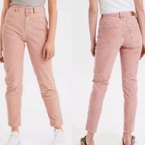 American Eagle Blush Pink Corduroy Curvy Mom Jean Sz 10 Short